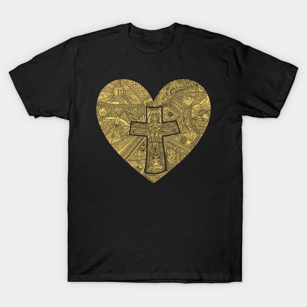 A heart with a cross inside, a description of the way of the Savior Jesus Christ T-Shirt by Reformer